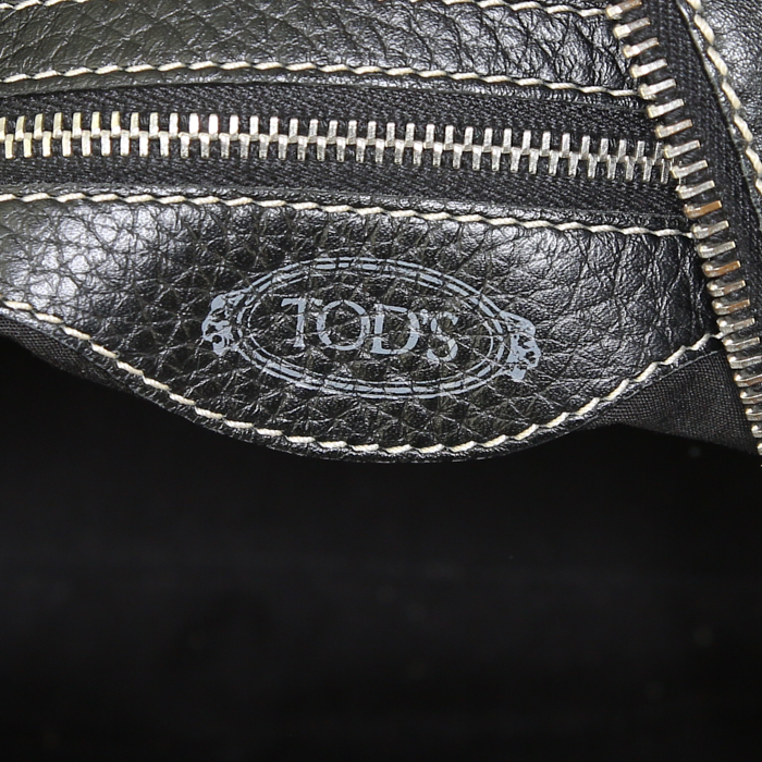 Sac porté épaule ou main Tod's en cuir grainé noir - Detail D3