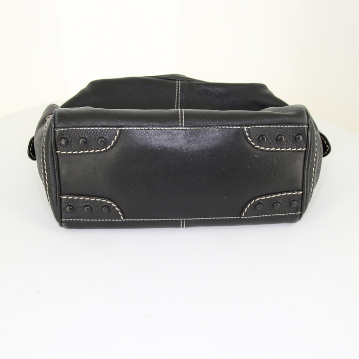 Sac porté épaule ou main Tod's en cuir grainé noir - Detail D4