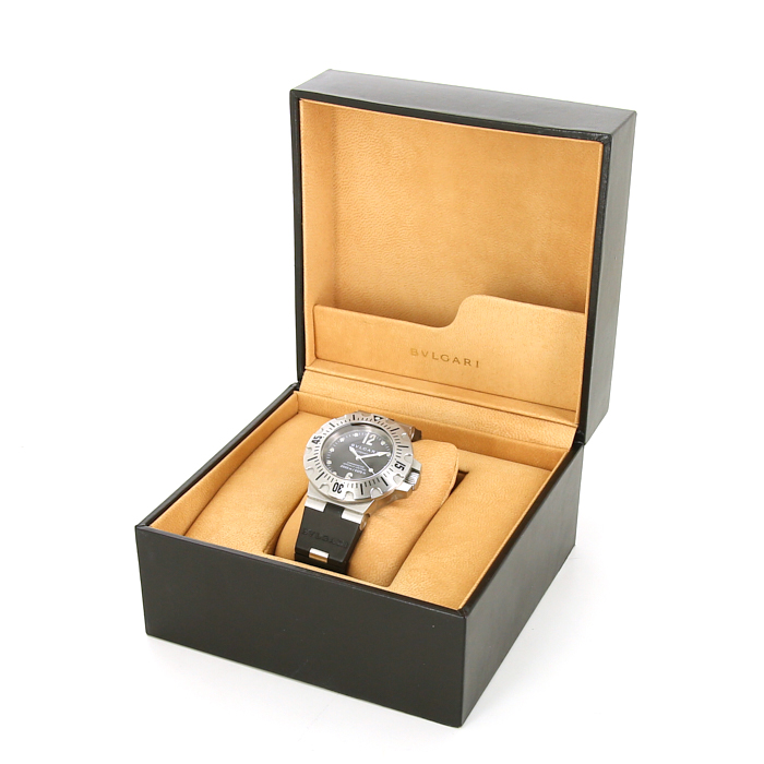 Bulgari Diagono-Professional watch in stainless steel and black rubber Circa  2010 - Detail D2