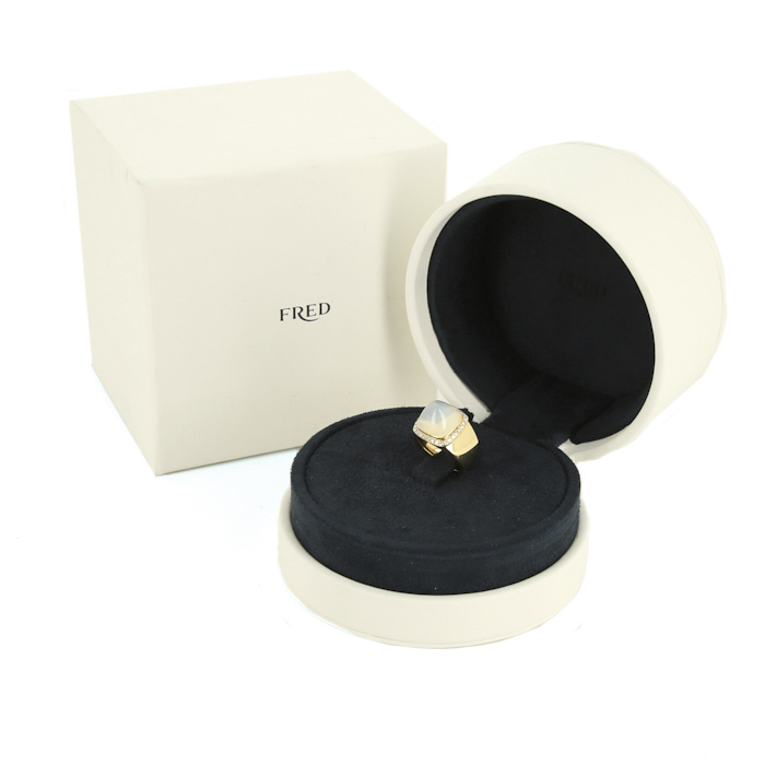 Fred Pain de Sucre medium model ring in yellow gold,  diamonds and quartz - Detail D2