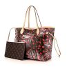 Shopping bag Louis Vuitton Neverfull modello medio in tela monogram a fiori e pelle naturale - 00pp thumbnail