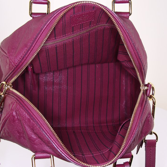 Louis Vuitton Speedy 25 cm handbag in purple Raisin empreinte monogram leather - Detail D3