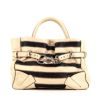 Sonia Rykiel handbag in beige and black leather - 360 thumbnail