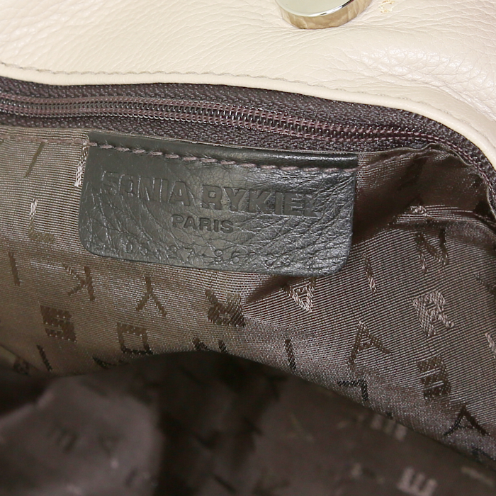 Sonia Rykiel handbag in beige and black leather - Detail D4