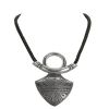 Collana Hermès Touareg in argento,  pelle nera e pelle color talpa - 00pp thumbnail