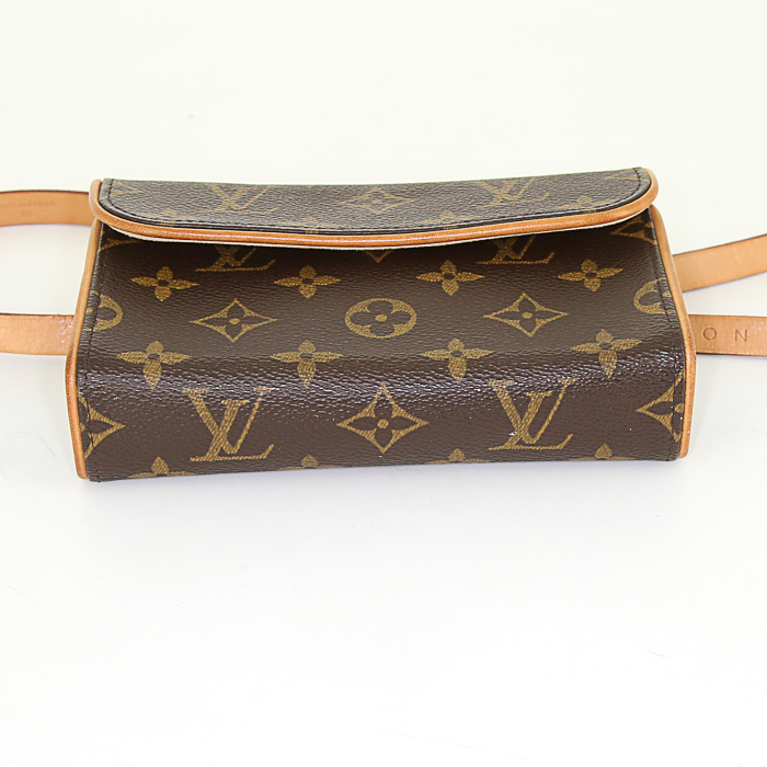 Pochette-ceinture Louis Vuitton Florentine en toile monogram marron et cuir naturel - Detail D4