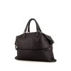 Bolso de mano Bottega Veneta Convertible modelo mediano en cuero intrecciato negro - 00pp thumbnail