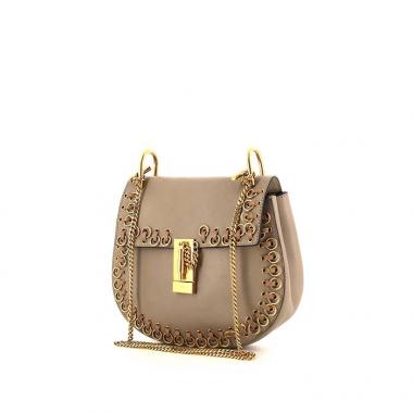 Sac bandoulière Chloé Drew en cuir beige