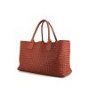 Shopping bag Bottega Veneta Cabat in pelle intrecciata rosso ruggine - 00pp thumbnail