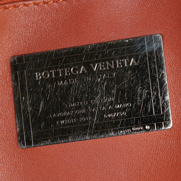 Shopping bag Bottega Veneta Cabat in pelle intrecciata rosso ruggine - Detail D3