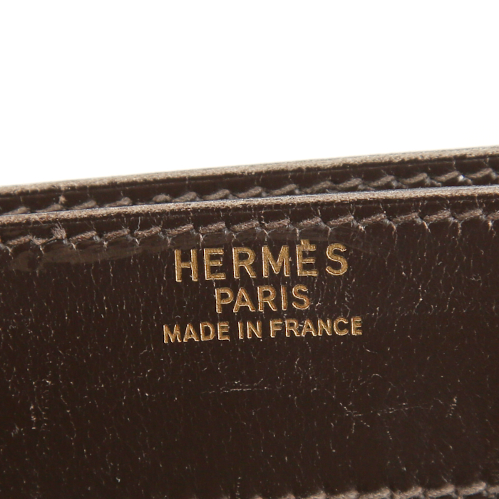 Porta-documentos Hermès Sac à dépêches en cuero box marrón - Detail D3