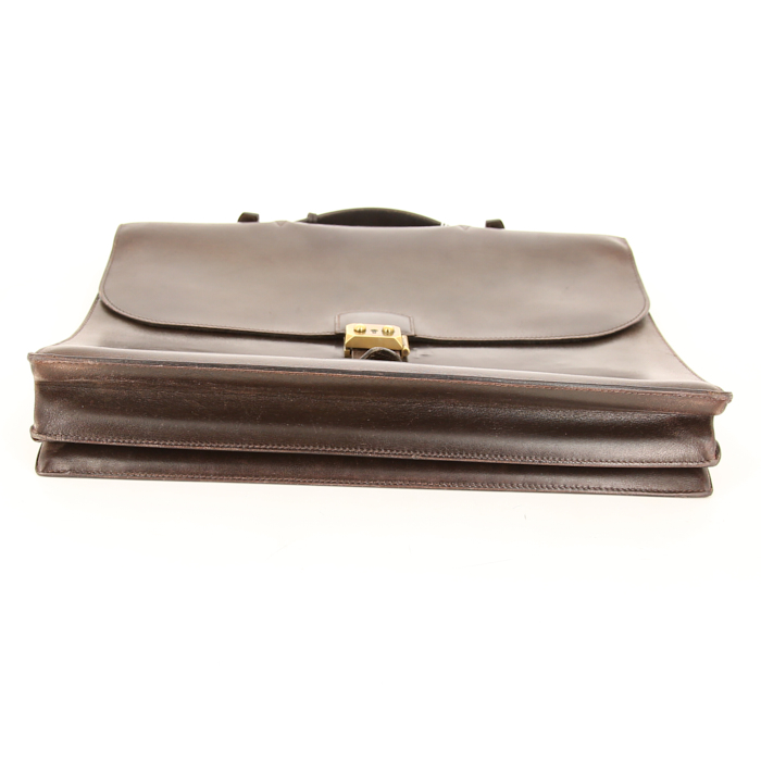 Hermès Sac à dépêches briefcase in brown box leather - Detail D4