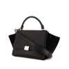 Celine Trapeze medium model handbag in black leather and black suede - 00pp thumbnail