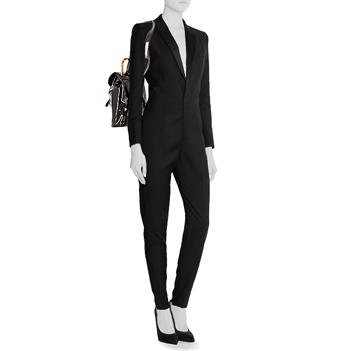 Mochila Gucci Bamboo en charol negro - Detail D1