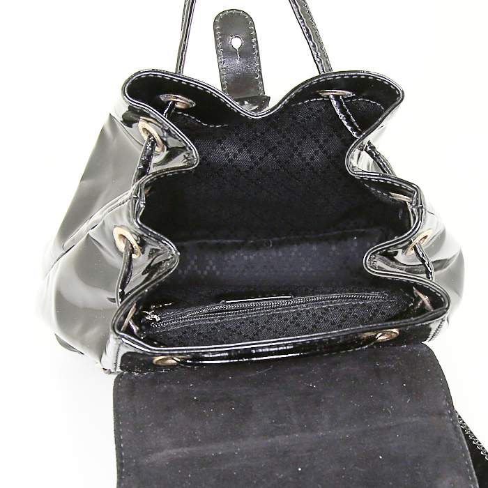 Gucci Bamboo backpack in black patent leather - Detail D2