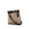 Gucci shoulder bag in grey-beige monogram canvas and brown leather - 00pp thumbnail