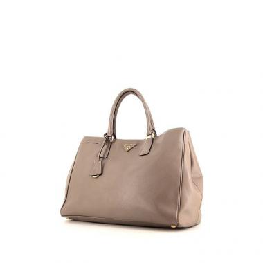 Shopping bag Prada Lux Tote in pelle saffiano grigia