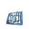 Chanel Grand Shopping shopping bag in transparent vinyl and metallic blue leather - 00pp thumbnail