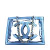 Bolso Cabás Chanel Grand Shopping en vinilo transparente y cuero azul metalizado - 360 thumbnail