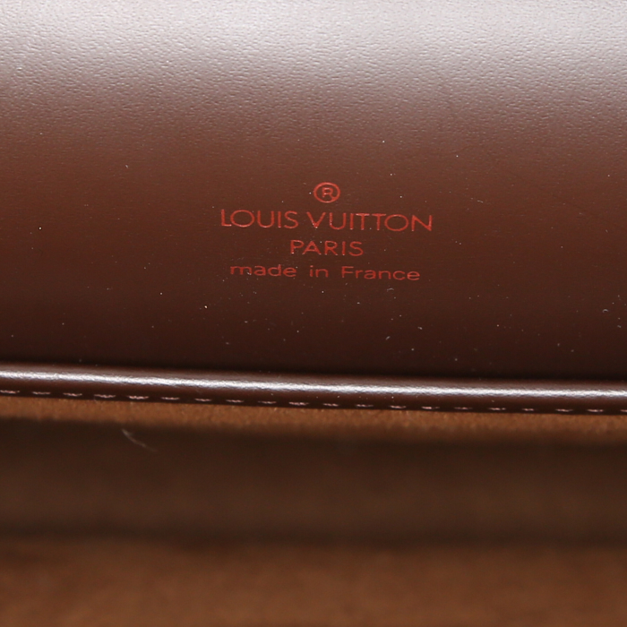 Porte-documents Louis Vuitton Altona en toile damier et cuir marron - Detail D3
