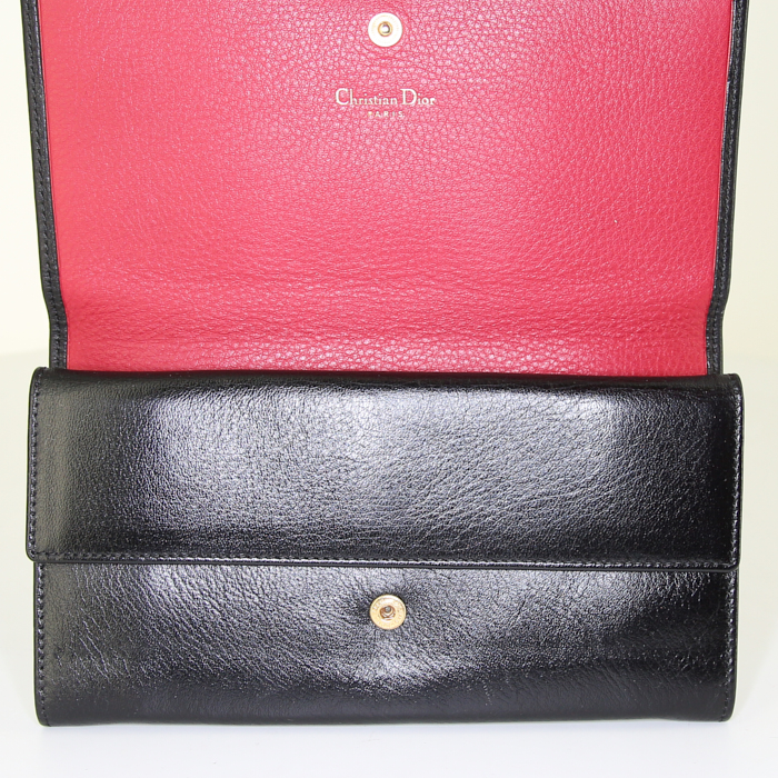 Billetera Dior Vintage en cuero negro - Detail D2