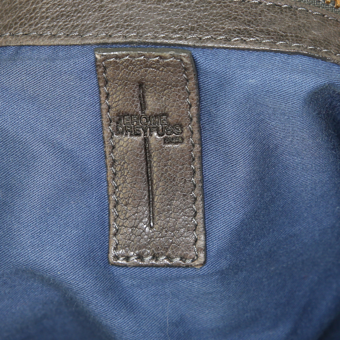 Jerome Dreyfuss Albert shoulder bag in brown grained leather - Detail D3