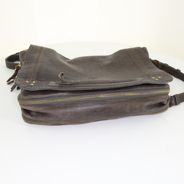 Borsa a tracolla Jerome Dreyfuss Albert in pelle martellata marrone - Detail D4