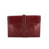 Hermes Jige pouch in burgundy box leather - 360 thumbnail