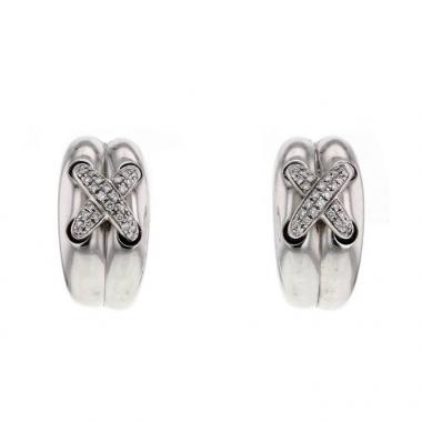 Paire de boucles d'oreilles Chaumet Lien en or blanc et diamants