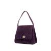 Chanel Vintage bag worn on the shoulder or carried in the hand in purple quilted suede - 00pp thumbnail