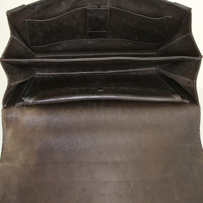 Hermès Piano handbag in brown ostrich leather - Detail D2