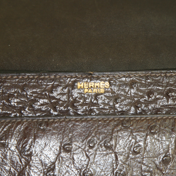 Hermès Piano handbag in brown ostrich leather - Detail D3