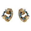 Cartier 1950's earrings for non pierced ears in yellow gold,  diamonds and colored stones - 00pp thumbnail