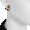 Cartier 1950's earrings for non pierced ears in yellow gold,  diamonds and colored stones - Detail D1 thumbnail
