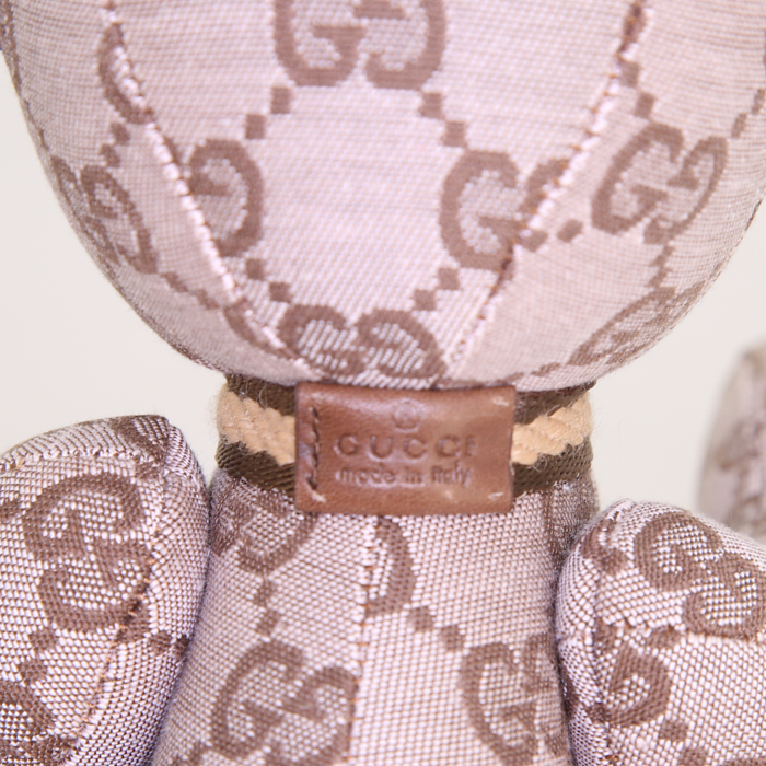 Teddy Bear Gucci in tela monogram marrone e color talpa - Detail D2
