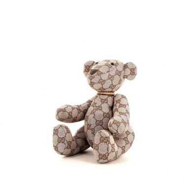 Teddy Bear Gucci en toile monogram marron et taupe