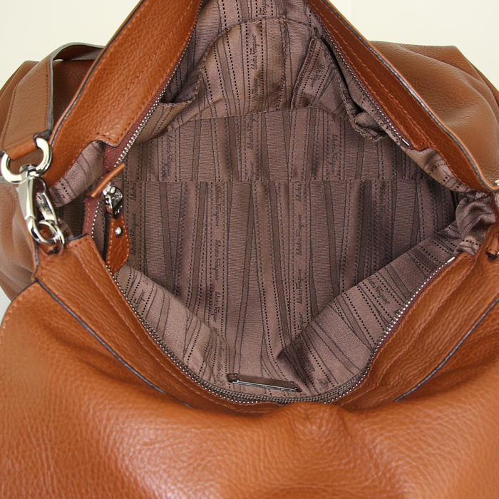 Borsa Salvatore Ferragamo Sofia in pelle martellata marrone - Detail D3