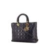 Dior Lady Dior large model handbag in navy blue leather cannage - 00pp thumbnail