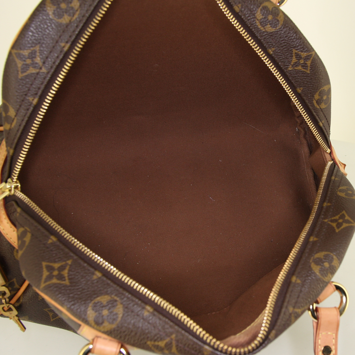 Borsa Louis Vuitton Montorgueil in tela monogram marrone e pelle naturale - Detail D2
