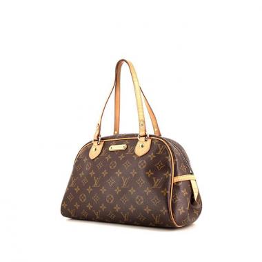 Sac à main Louis Vuitton Montorgueil en toile monogram marron et cuir naturel