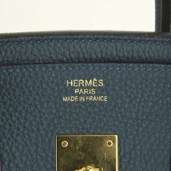 Borsa Hermes Birkin 35 cm in pelle togo blu verde - Detail D3