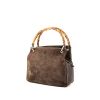 Bolso de mano Gucci Bamboo modelo pequeño en ante marrón y cuero marrón - 00pp thumbnail