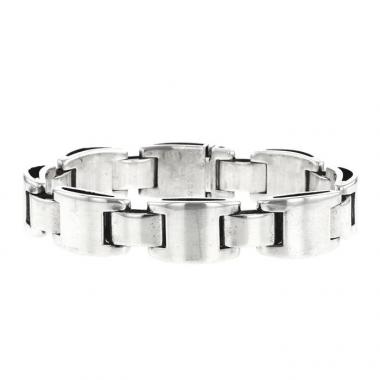 Bracelet époque années 90 articulé Hermès Luna Park en argent