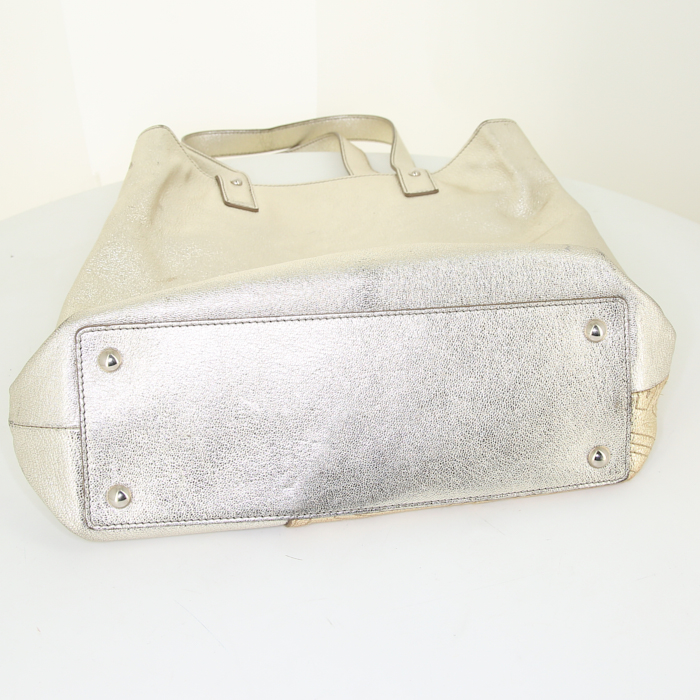 Shopping bag Saint Laurent in pelle dorata - Detail D4