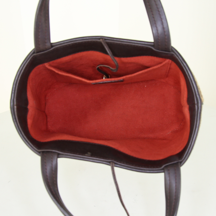 Sac à main Louis Vuitton Sauvage Impala en poulain damier et cuir marron - Detail D2