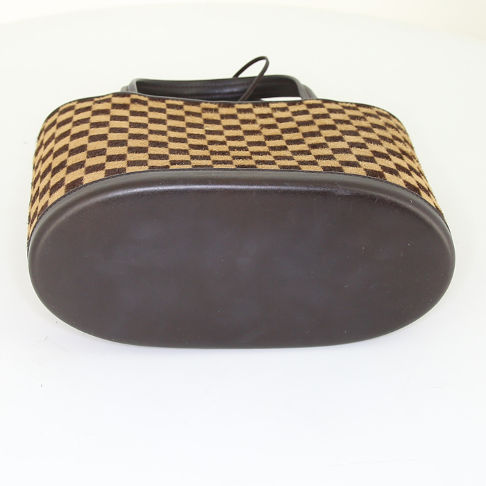 Sac à main Louis Vuitton Sauvage Impala en poulain damier et cuir marron - Detail D4