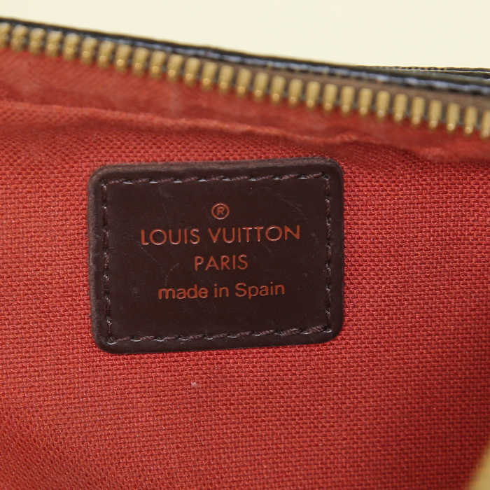 Bolsito de mano Louis Vuitton Geronimos en lona a cuadros revestida y cuero marrón - Detail D3