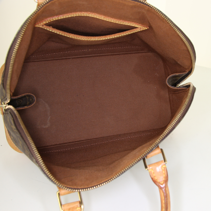 Borsa Louis Vuitton Alma in tela monogram marrone e pelle naturale - Detail D2