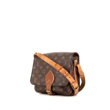 Sac bandoulière Louis Vuitton Cartouchiére en toile monogram marron et cuir naturel