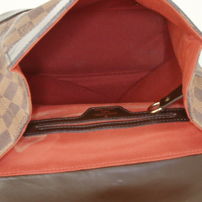 Louis Vuitton Soho backpack in ebene damier canvas and brown leather - Detail D2